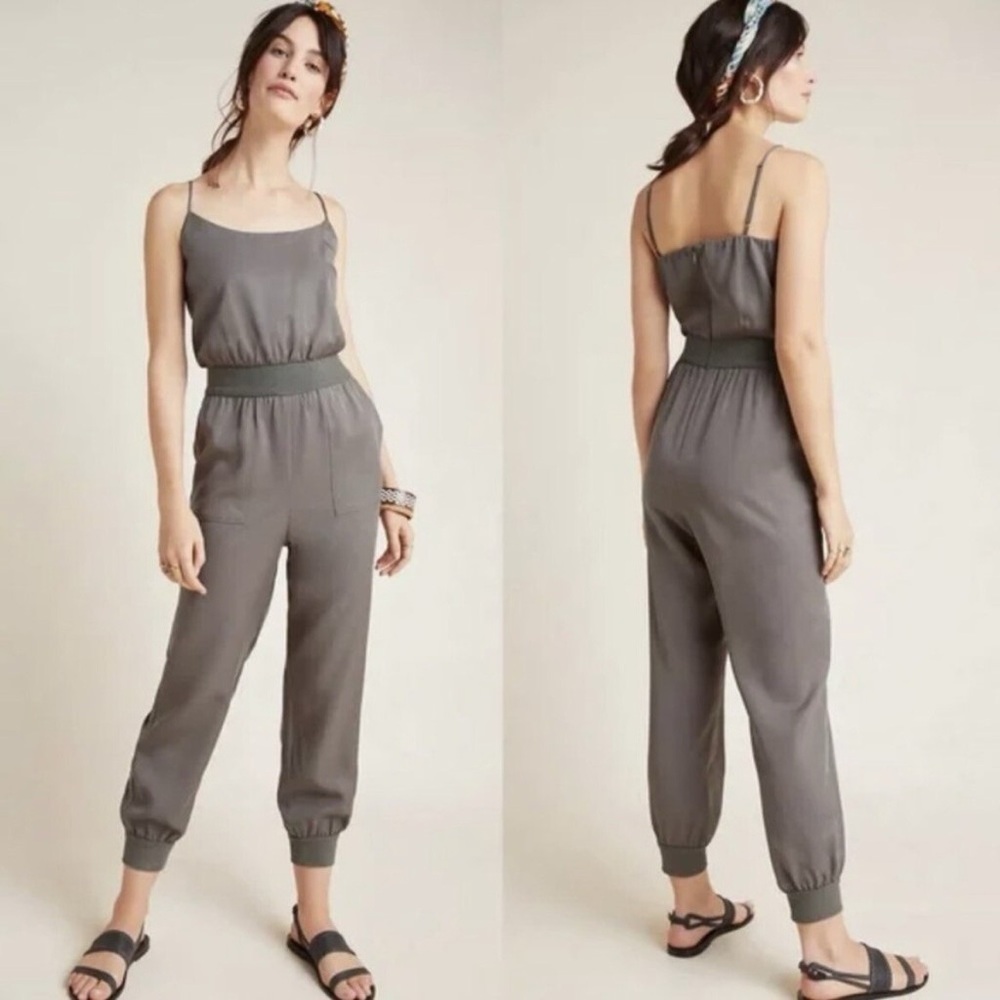 Anthropologie Nisa Jogger Jumpsuit Olive Green Minimalist Utility Women’s Medium